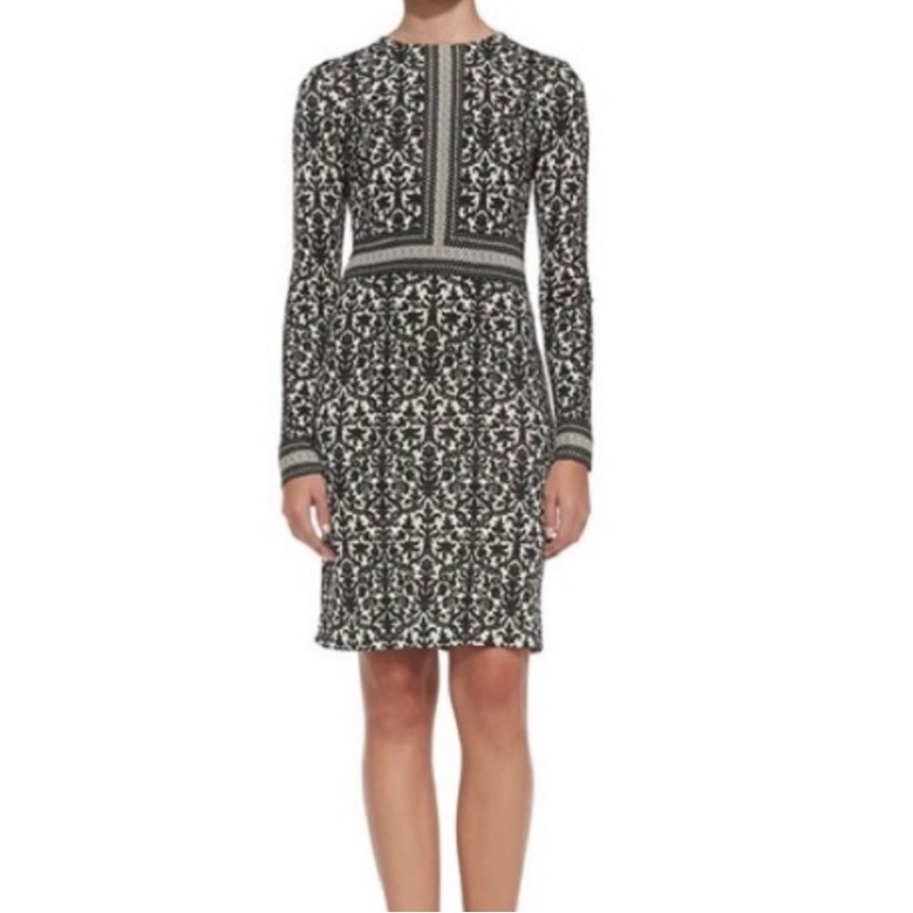 Tory Burch Long Sleeve, Knee Length, Damask Print, Size Small Dress
